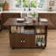 Table de cuisine moderne pour îlot de cuisine pliable avec tablettes de rangement et roulettes pour petits espaces-1046153525