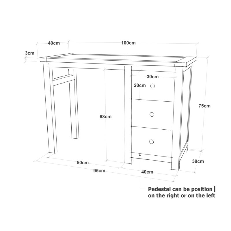 Pompey Dressing Table with Mirror, Off White/Brown/Bronze