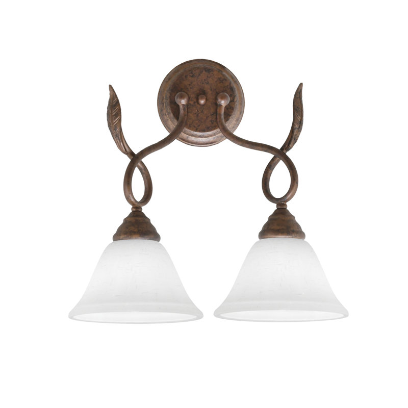 Leaf 2 Light Wall Sconce Shown In Bronze Finish With 7" White Muslin Glass