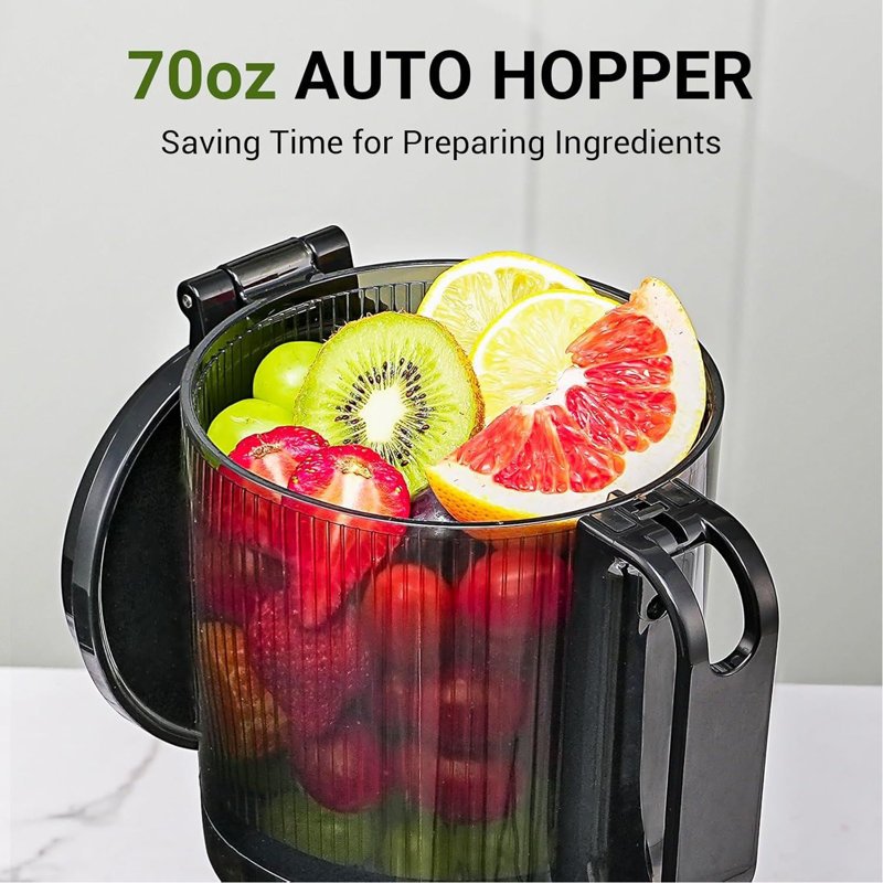 5.8" Self-Feeding Cold Press Juicer For Whole Fruits & Vegetables - High Yield Juice Extractor With Large Auger, Triple Strainer System - Easy To Clean, Efficient Juicing