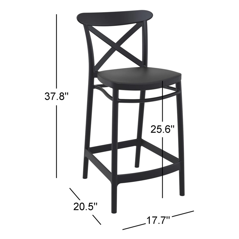 Tabouret Bijou, Noir, Tabouret de comptoir (siège d'une hauteur de 25,6