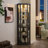 Black Lighted Corner Curio Cabinet, Elegant Glass Display Case With Built-In Lighting For Living Room Bar Antique Wine Collection