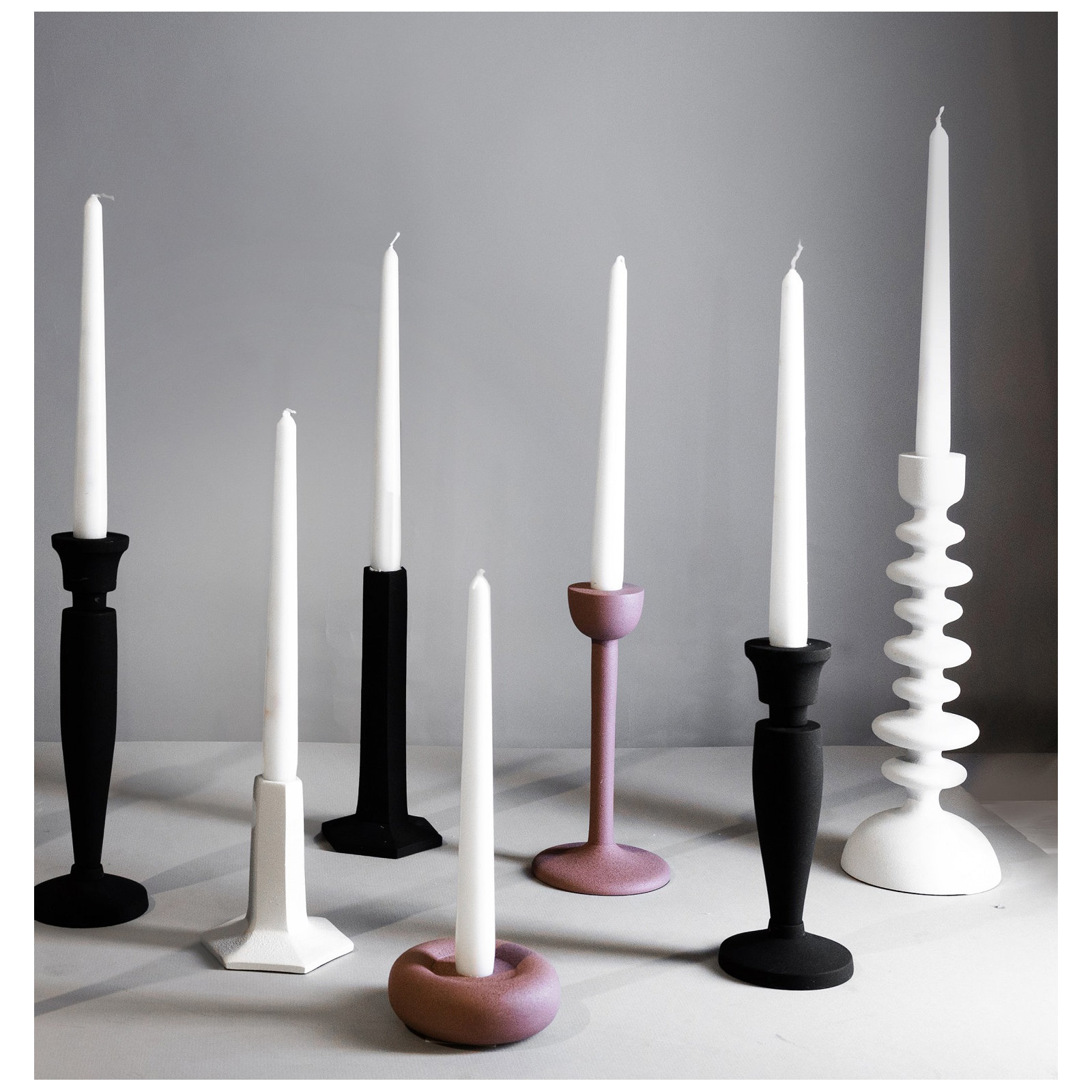 Giedre Aluminium Candle Holder, White, 12.25" H x 4.5" W x 4.5" D
