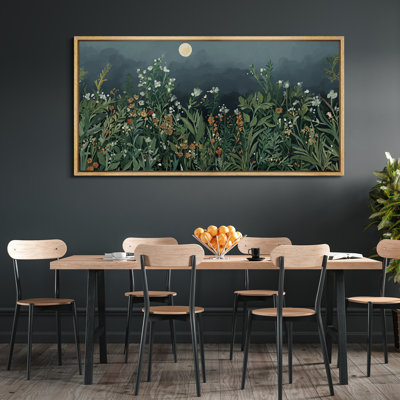 Moon Night Wilderness Plants Relaxing Calm - Oversized Framed Wall Decorations Canvas Print