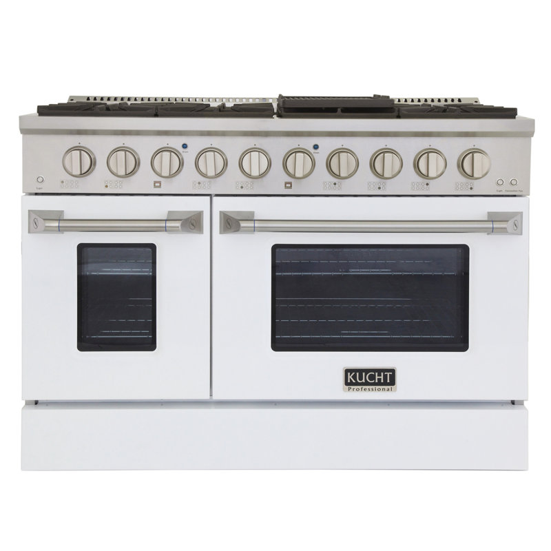 Kucht 48'' W Dual Fuel Range, White, Liquid Propane