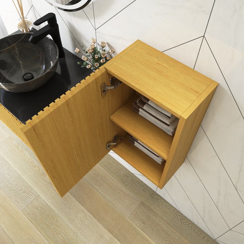 24" Tall Bathroom Wall Mounted Storage Cabinet With Door