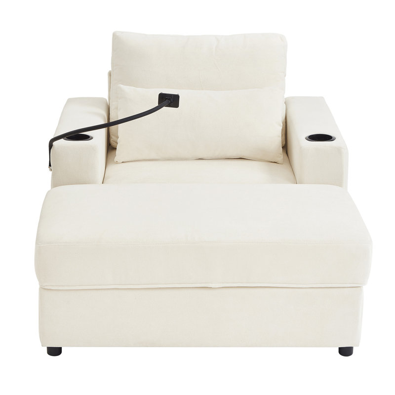 Canapé avec repose-pieds de 42,5 po Keir, Beige