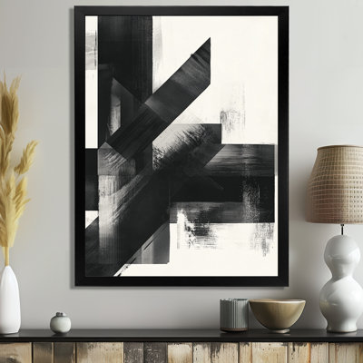 Géométrie monochrome noir et beige - Angles I - Formes abstraites - Tableau encadré
