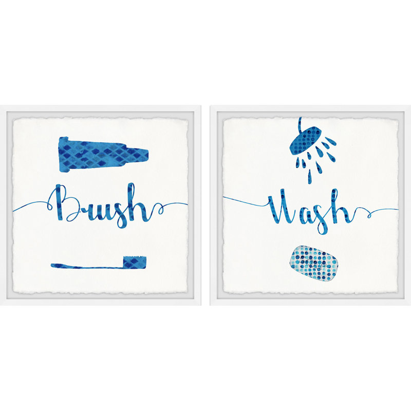 Bath Blues - ensemble de 2 reproductions de cadres photo simples, H 32 po x l 32 po x P 1,5 po