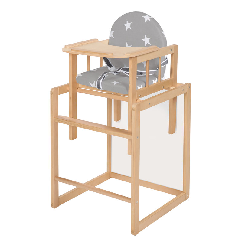 Little Stars Combination High Chair, High Chair Convertible Into Chair & Table, Natural Wood