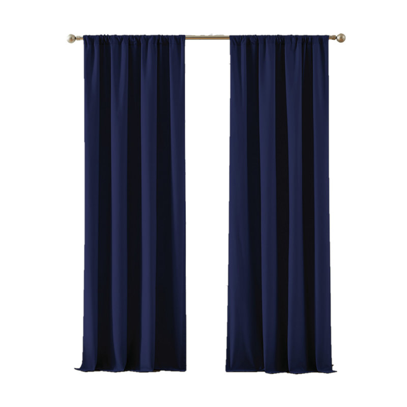 Paire de rideaux semi-transparents en polyester, L 50 po x L 84 po, Bleu marine