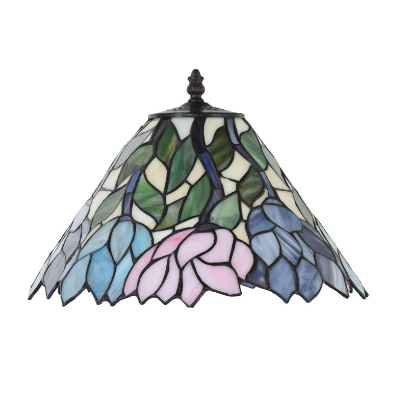 Multicolor Stained Glass and Bronze Tiffany Style Table Lamp