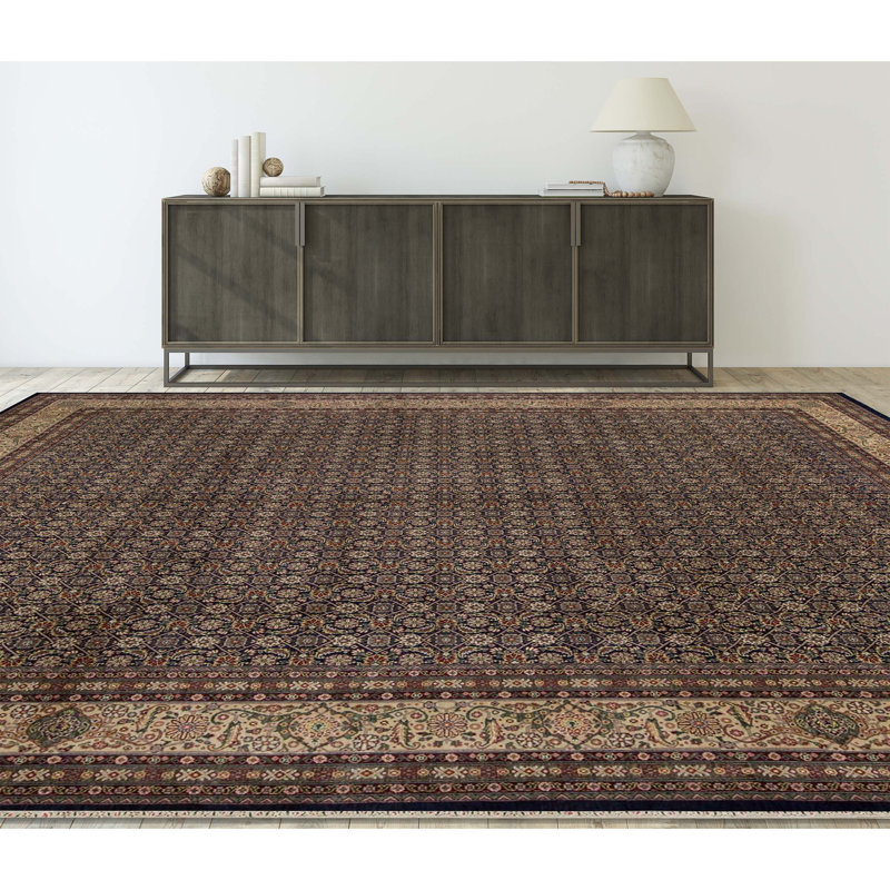 Manchuria Wool Southwestern Area Rug in Black/Gray, Rectangle 8'9" x 11'9"