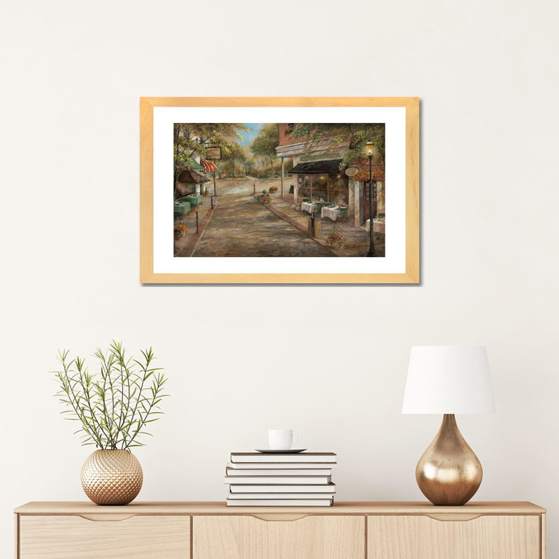 «My Kinda Town» par Ruane Manning - reproduction d'art, H 16 po x l 24 po x P 1 po, Papier avec cadre beige, Blanc