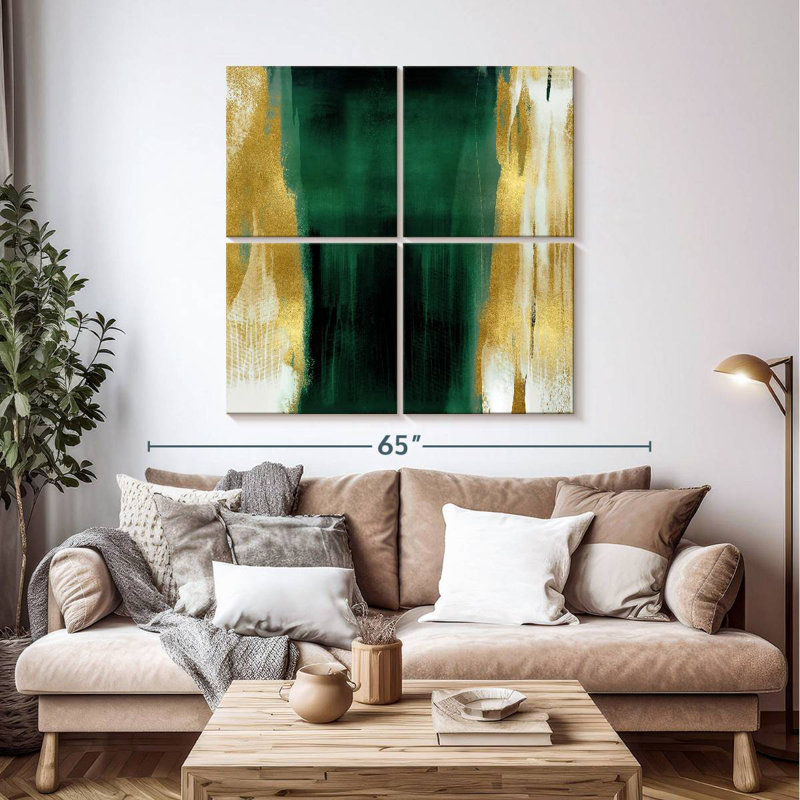 Free Fall Emerald With Gold II, H 45 po x l 45 po