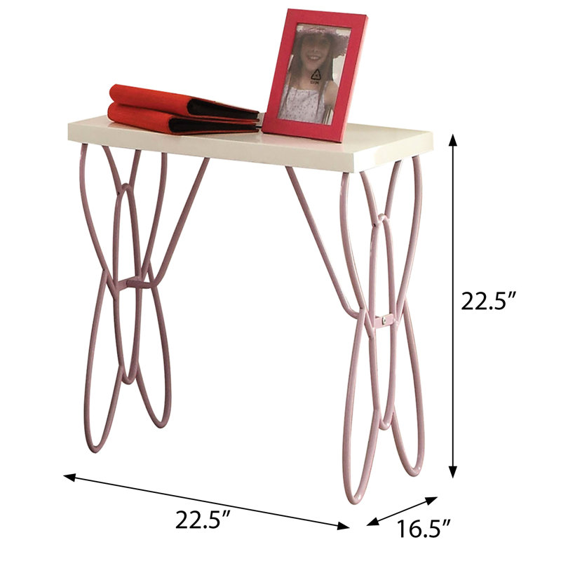 Table de chevet pour chambre à coucher en mauve et blanc avec des détails en métal de construction pour la mode