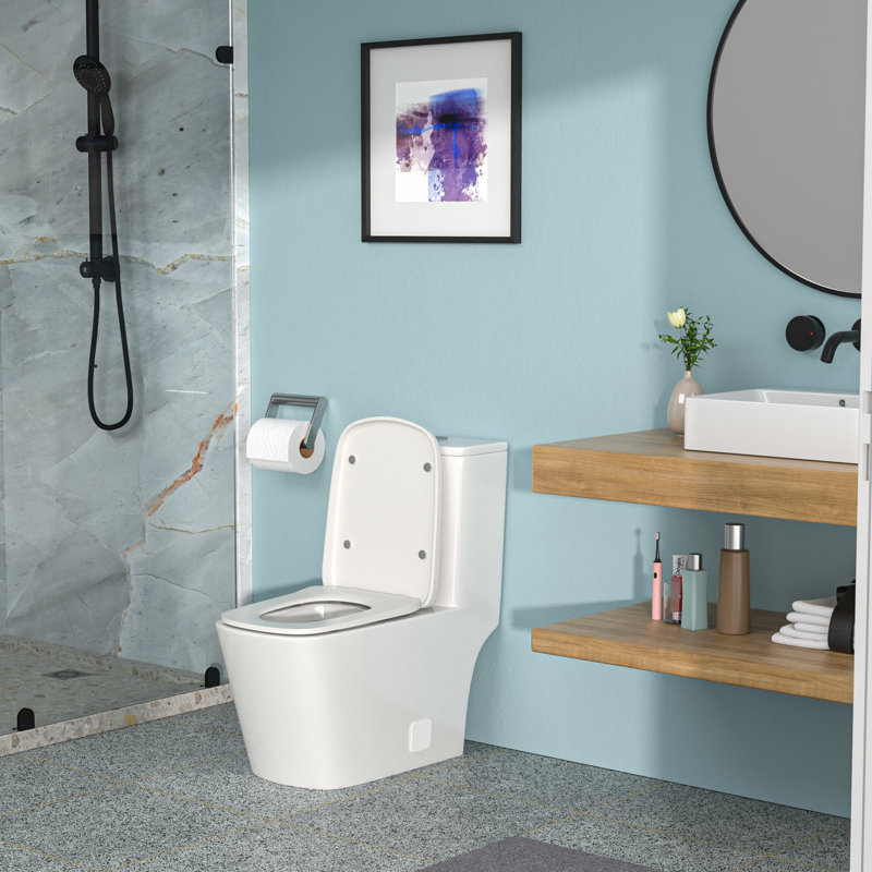 Ceramic Dual Flush Toilet - Efficient Water Usage, Cost Savings Advanced Siphon Technology, Flawless Flushing