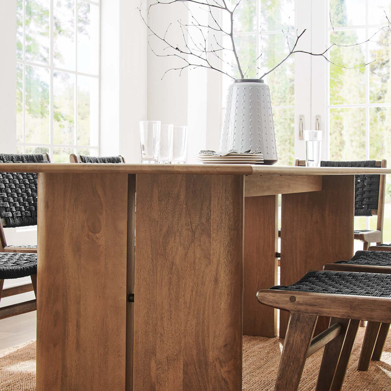 Amistad 86" Walnut Solid Wood Farmhouse Dining Table