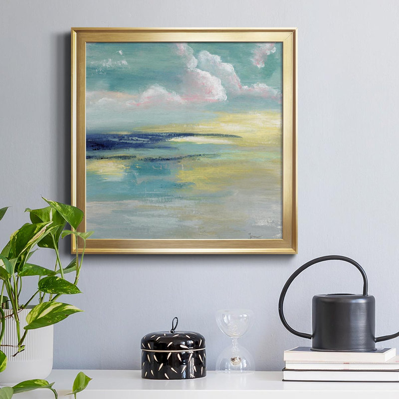 " Ocean View " Painting Print, 28" H x 28" W x 1" D, Gold
