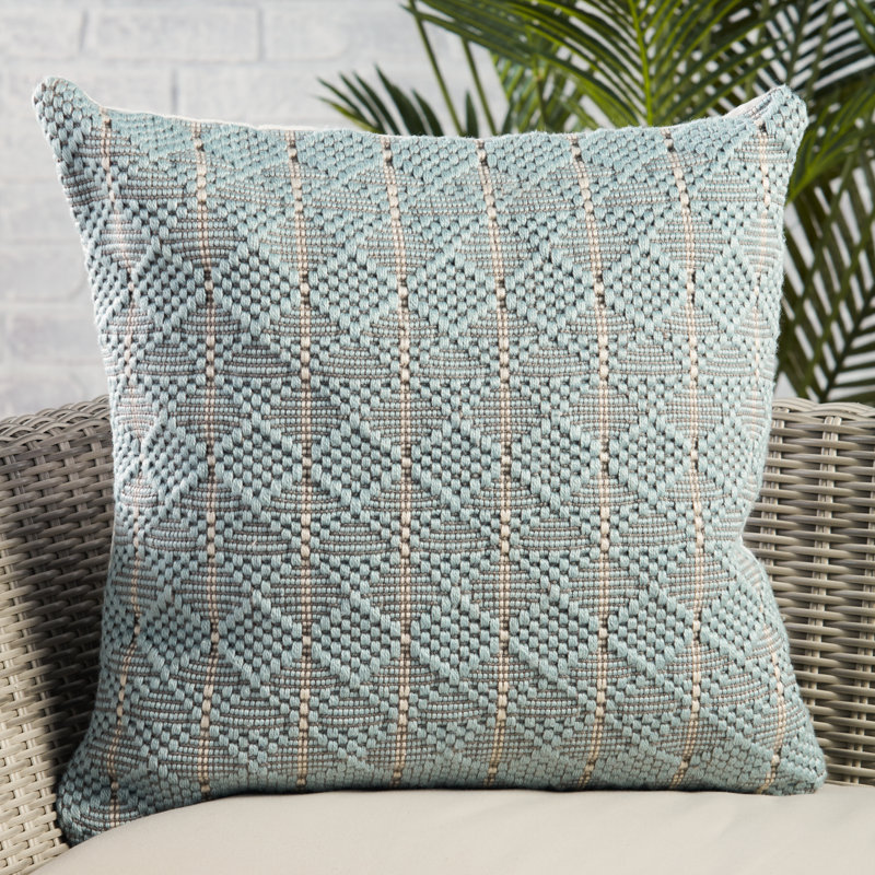 Housse et insert de coussin d'extérieur carré Levon, Bleu clair / gris, Polyfill