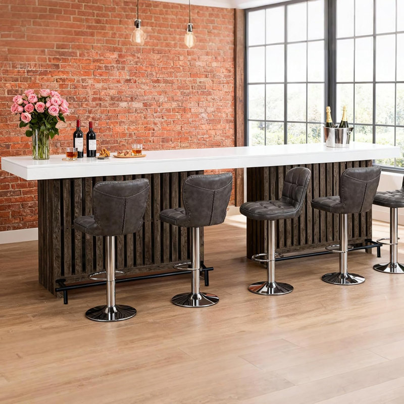 Modern Farmhouse Bar Table 63" – 2-Tier Storage & Footrest – Wooden Counter-Height Pub Table for Kitchen, Dining, Living Room – White Panel, Faux Thick Board – Furong Ancient Wood Cabinet