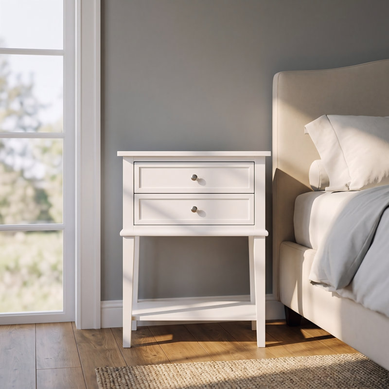 Zeist White Nightstand Set Of 2, White