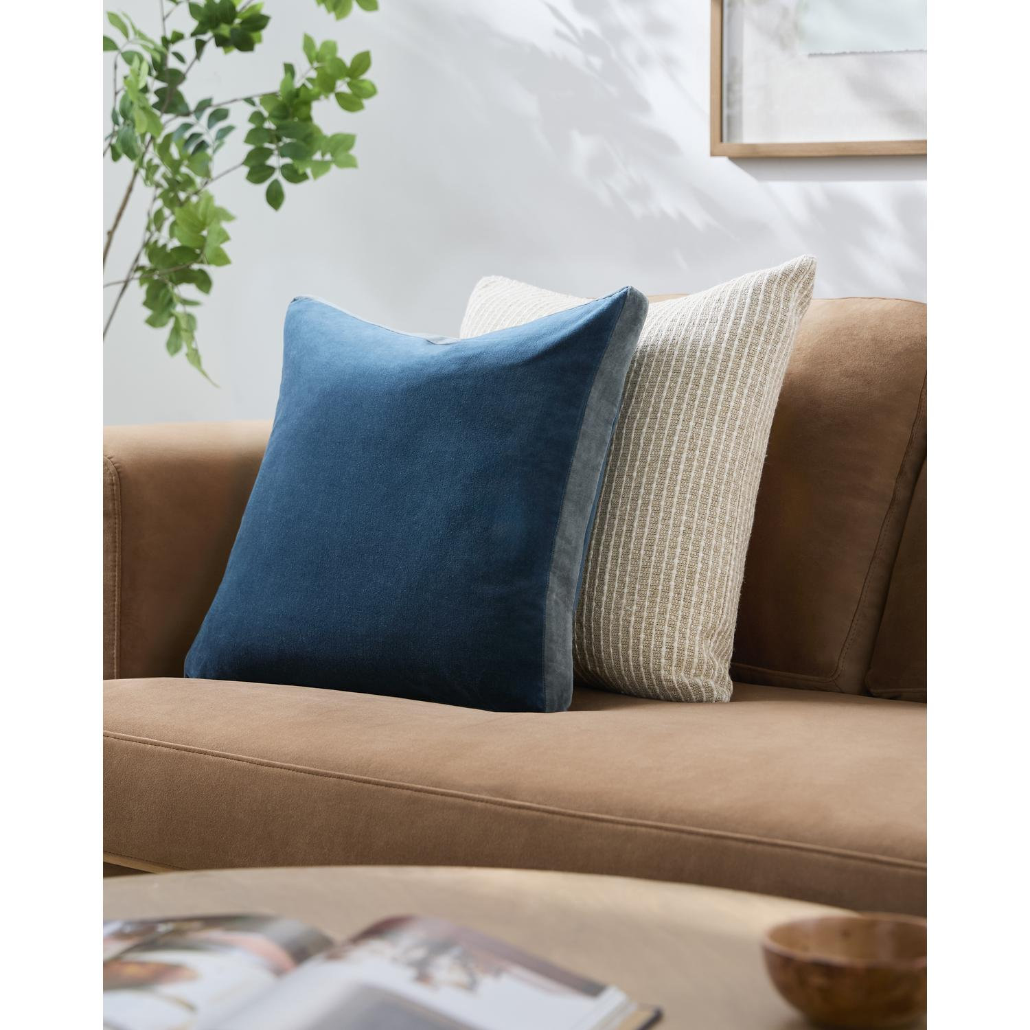  Nicholas Cotton Throw Pillow, Blue/Gray, 18" x 18", Pillow Cover Only - No Insert