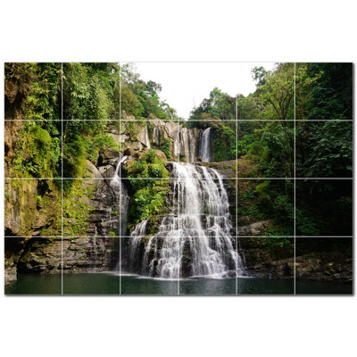 Waterfalls Photo 8'' x 8'' Satin Ceramic Decorative Mural