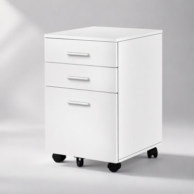 Classeur stratifié contemporain blanc avec tiroirs de rangement et support d'imprimante pour le travail de bureau moderne