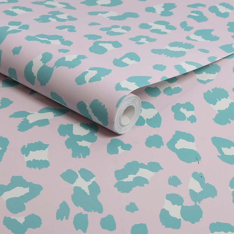 Envy Big Cat Leopard Print Wallpaper, Blue