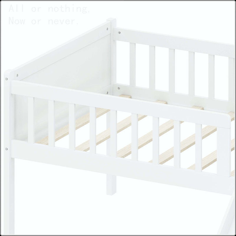 Twin Size Bed Frame with Storage Shelf, Slide, and Ladder, White