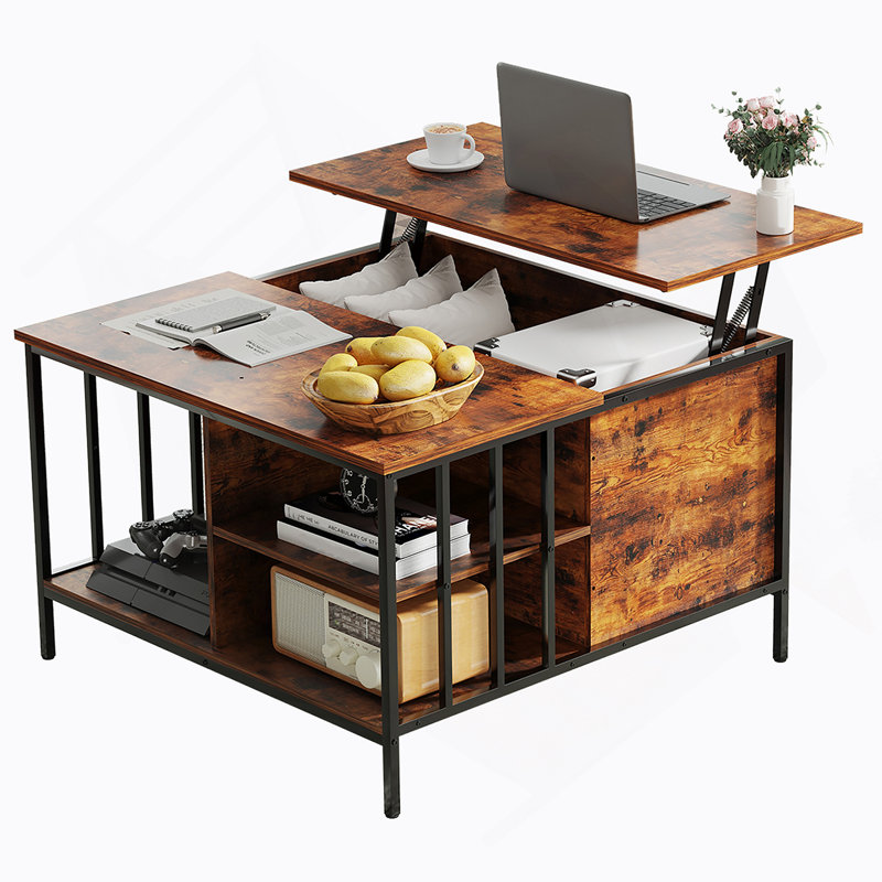 Table basse à plateau relevable avec rangement Farmhouse