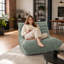 Fauteuil à billes en velours à mémoire de forme pour adultes, canapé paresseux à haut rebond, sans assemblage, vert clair-623349941-623349963