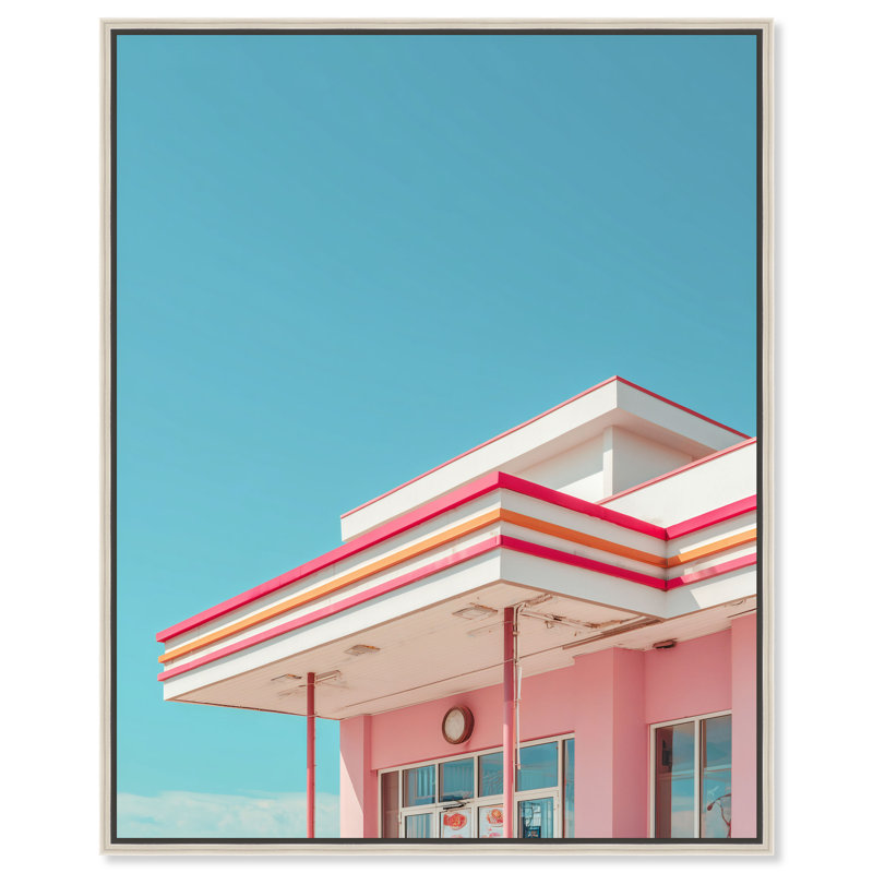 Linear Symmetry II Americana Canvas Print by Oliver Gal, Black Frame, 16 x 20, 37"H x 46"W, Silver Floater Frame
