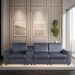 Artisan Dark Grey Microfiber Smooth Soft 4-Piece Living Room Modular Sofa Set