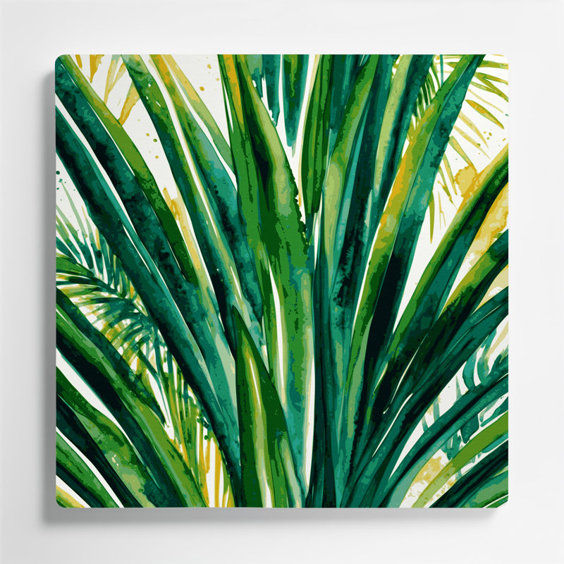 Aquarelle botanique 54, art mural vert en métal