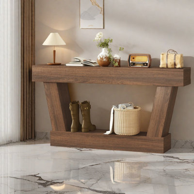 Canapé spacieux et consoles avec rangement, entrée rustique marron en MDF