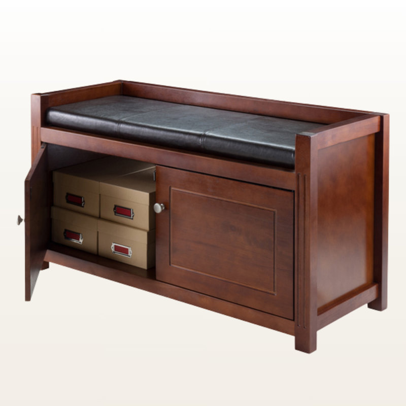 Banc de rangement 2 pièces avec compartiment de rangement brun Brock, H 21,45 po x l 39,57 po x P 15,21 po Brock