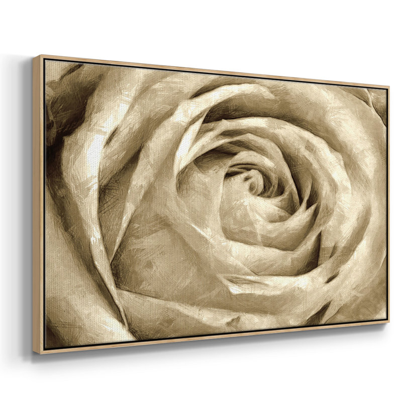 Neutral Wall Flower IV, reproduction d'art sur toile encadrée, H 25 po x l 37 po x P 2 po, Naturel