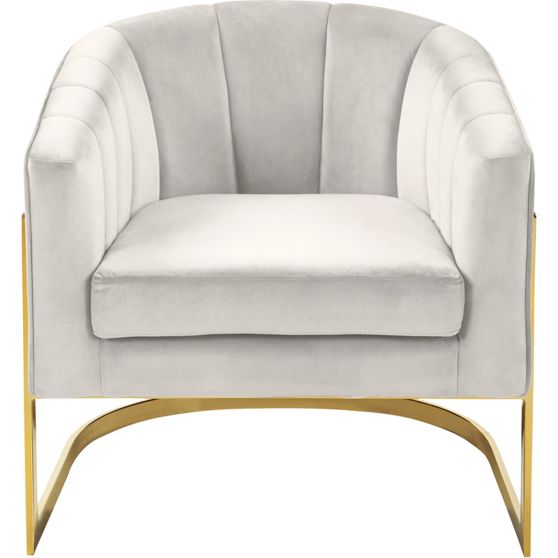 Carter Velvet Barrel Chair, Cream Velvet