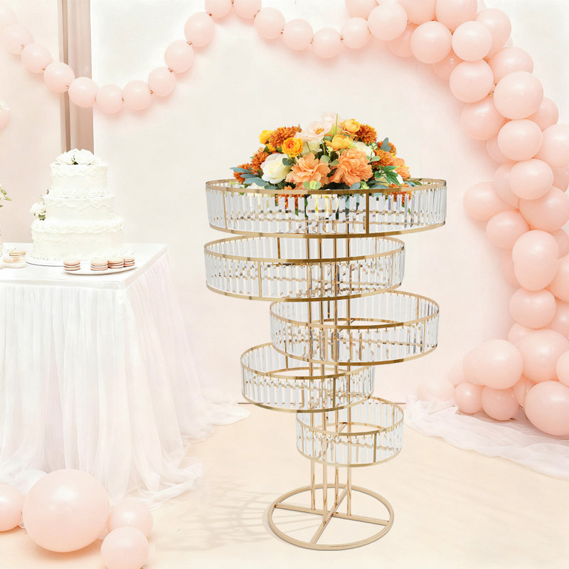31.5''W Wedding Gold Crystal Flower Stand