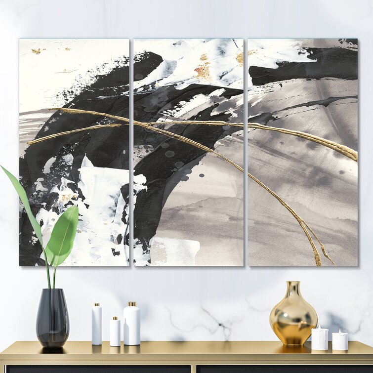" Glam Painted Arcs I " 3 - Pieces Painting Print on Canvas