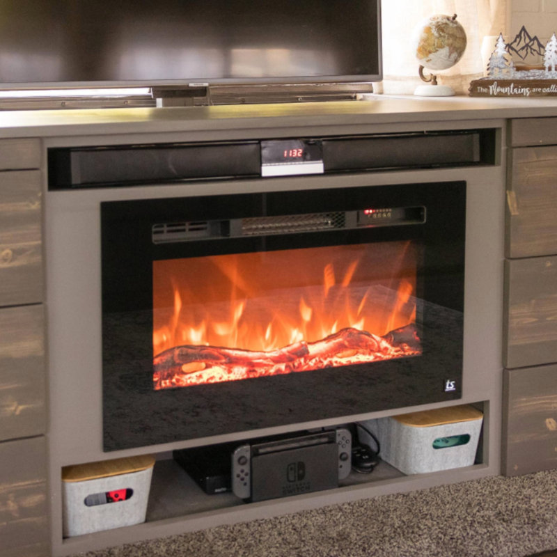 The Sideline 28 Electric Fireplace for Recessed or Wall Mount Installation