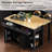 47" Kitchen Island with Extendable Dining Table, Rolling Kitchen Cart with Power Outlets, Rubber Wood Veneer Top & Storage Drawers-923364043