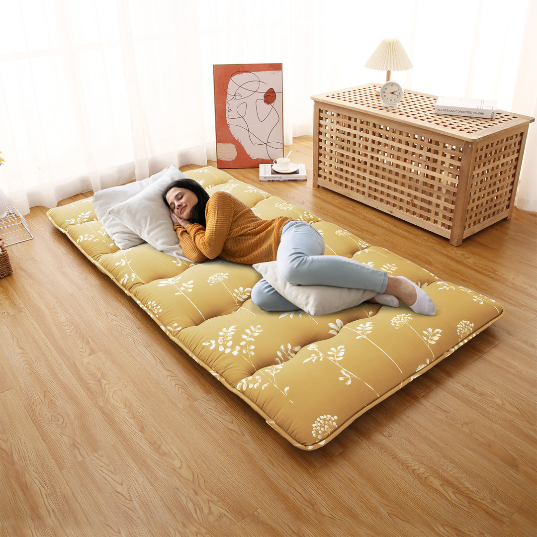 Printed Japanese Futon Mattress, Foldable Floor Sleeping Bed, Tatami Mat for Camping, Guest Room East Urban Home 