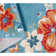 TOWN & COUNTRY EVERYDAY Hibiscus Bloom Border Modern Floral Outdoor Rug Light Blue/Red