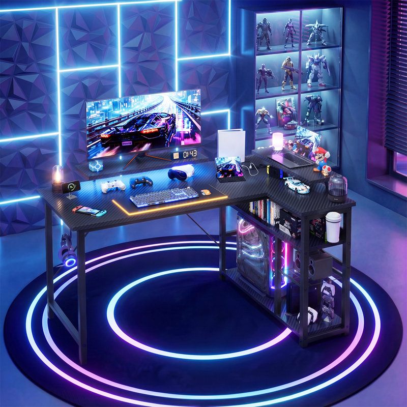 L-Shaped Metal Base Computer Desk