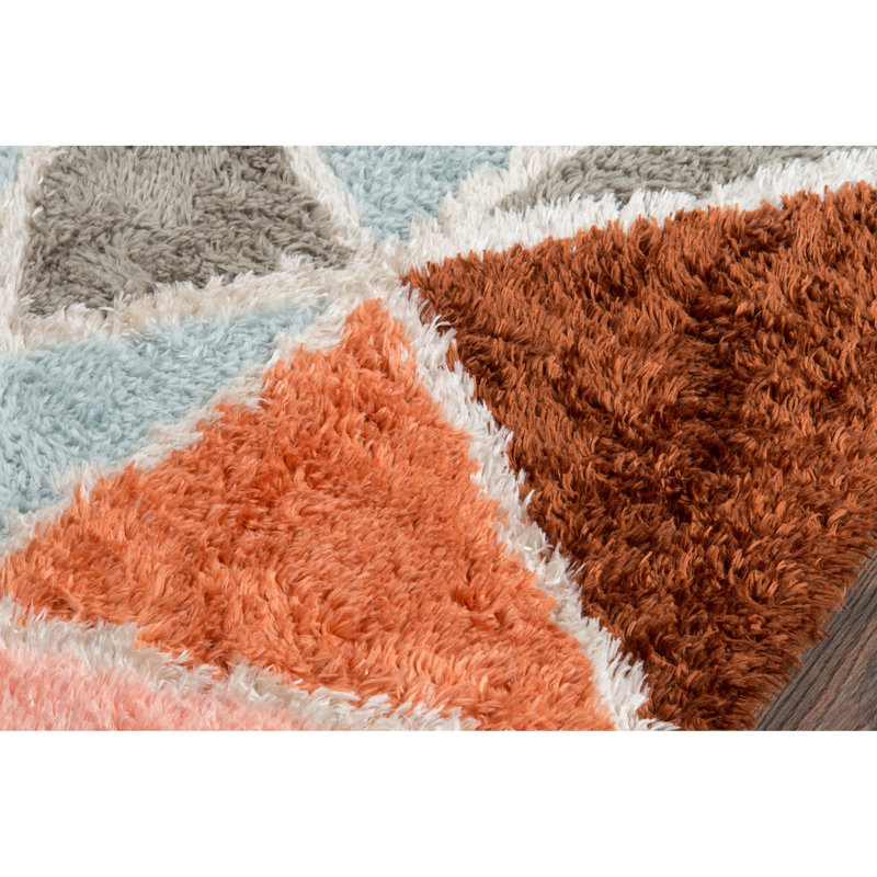Retro Multicolor Hand-Tufted Shag Area Rug, 5' x 7'
