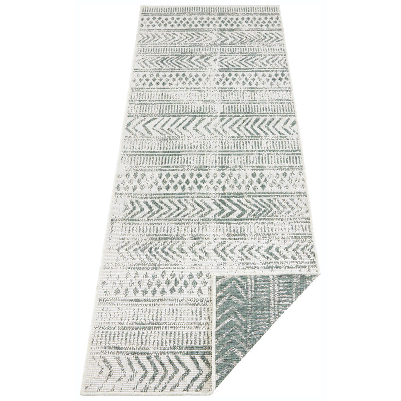 Biri Flatweave Green Rug, Runner 80 x 250cm