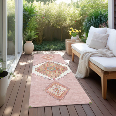 Tapis intérieur / extérieur rose Elira 